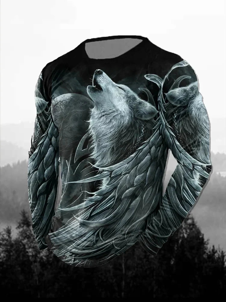 Fashion Skull Pattern 3D Printed Men's T-Shirt Casual outdoors Long Sleeve T-Shirt Unisex Autumn Unisex T-Shirt Men's Clothing