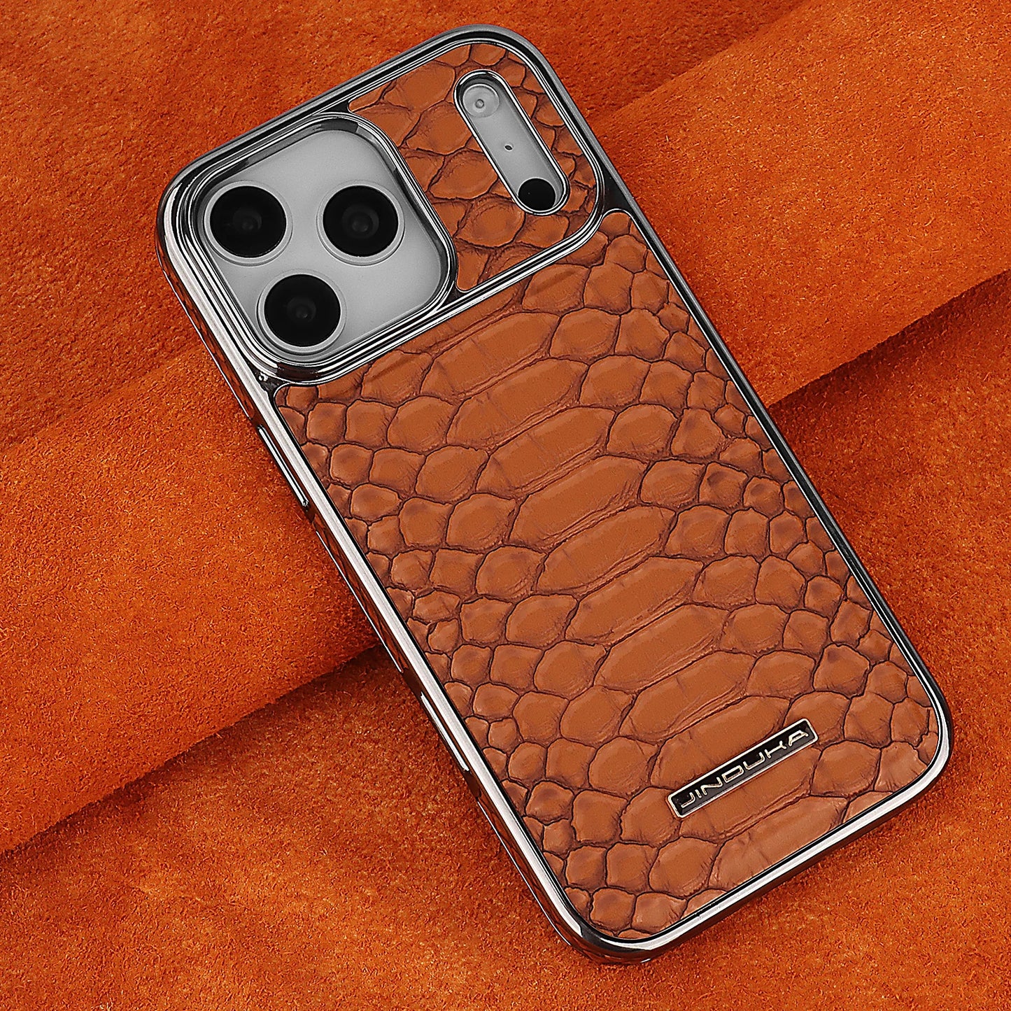 Luxurious And Stylish Snake Patterned Leather Phone Case, For IPhone 17 16 15 Pro Max 17Air Protective Case, With Flannel Lining