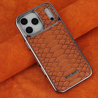Luxurious And Stylish Snake Patterned Leather Phone Case, For IPhone 17 16 15 Pro Max 17Air Protective Case, With Flannel Lining