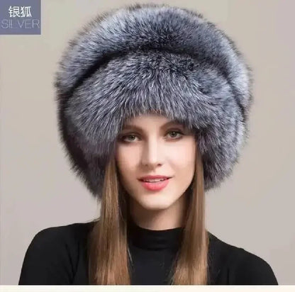 Real Fox Fur Hat For Women Winter Ear Protection Genuine Fur Hat Russian Natural Fur Bomber Hat Outdoor Thicken Warm Fur Caps