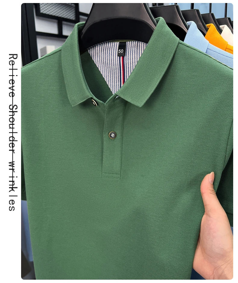 100% cotton short sleeve polo shirt comfortable lightweight high-end brand fashionable simple summer men's casual lapel T-shirt