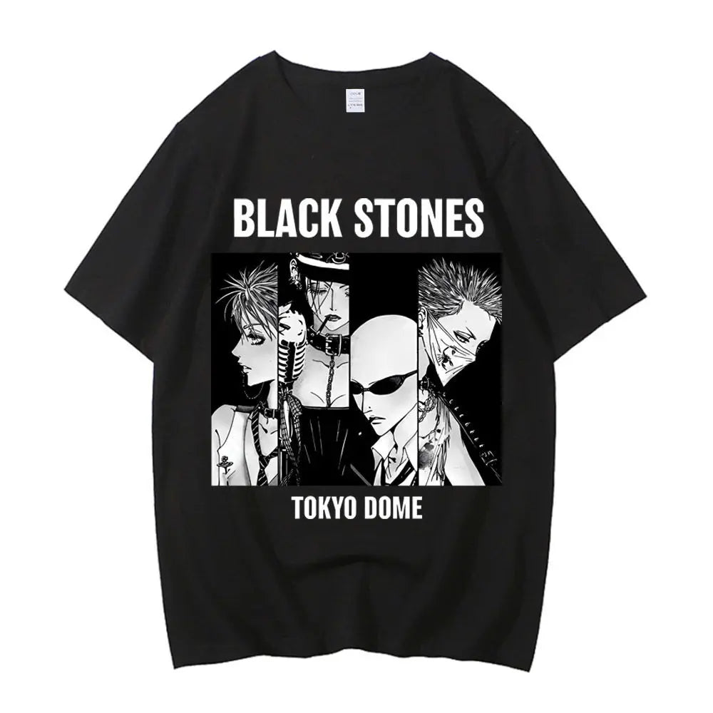 Black Stones Nana Osaki cotton t shirt male Y2k graphic Pastel aesthetic tshirt 2000s kawaii Pastel anime 2000s Comfortable