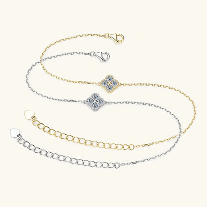 3mm Four Leaf Clover Moissanite Bracelet Necklace for Women D VVS 925 Sterling Silver Lab Diamond Hand Neck Chain Jewelry