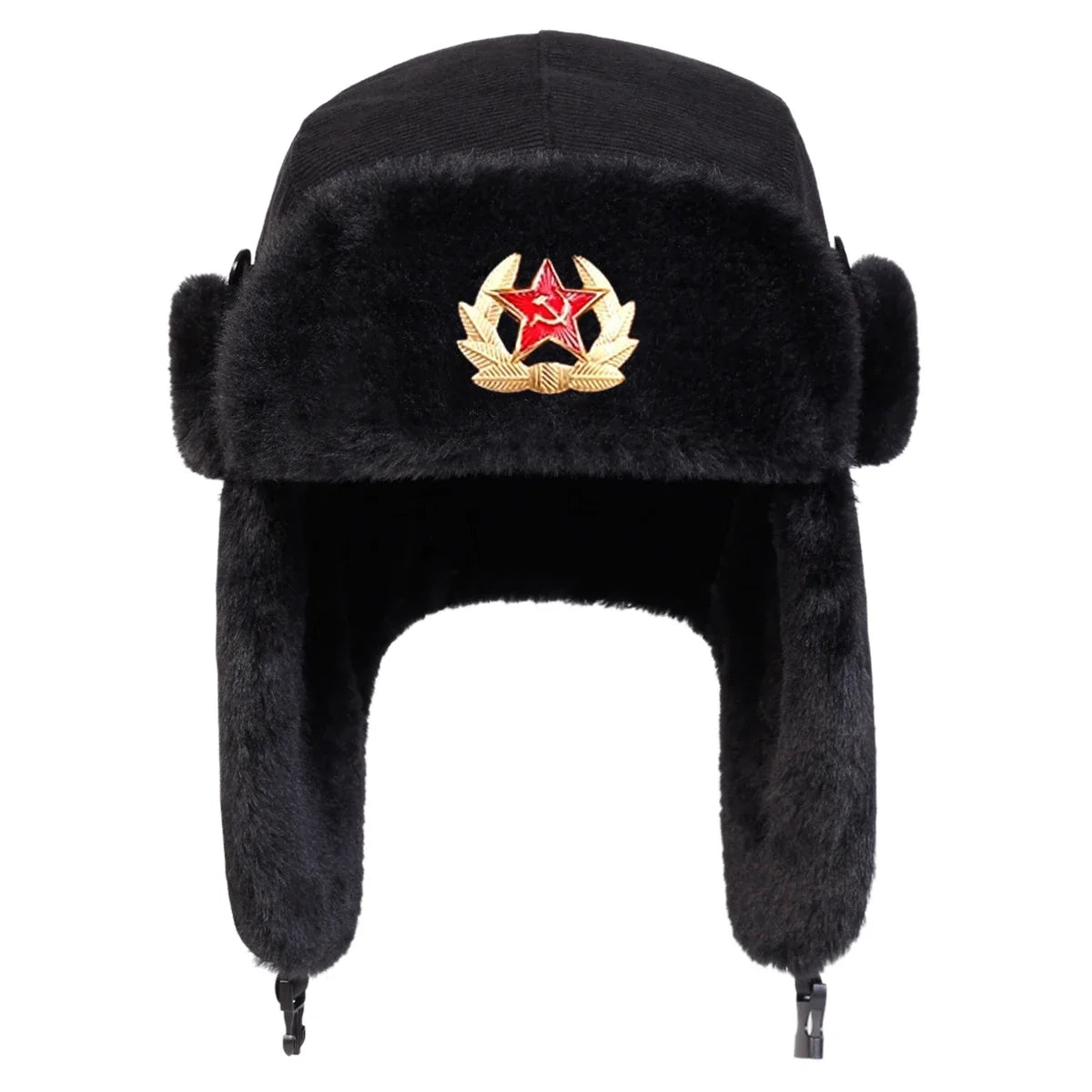 Unisex Five Pointed Star Corduroy Lei Feng Hat Winter Earflap Hat Keep Warm Ski Hat Bomber Hat for Outdoor Riding Snow Activitie