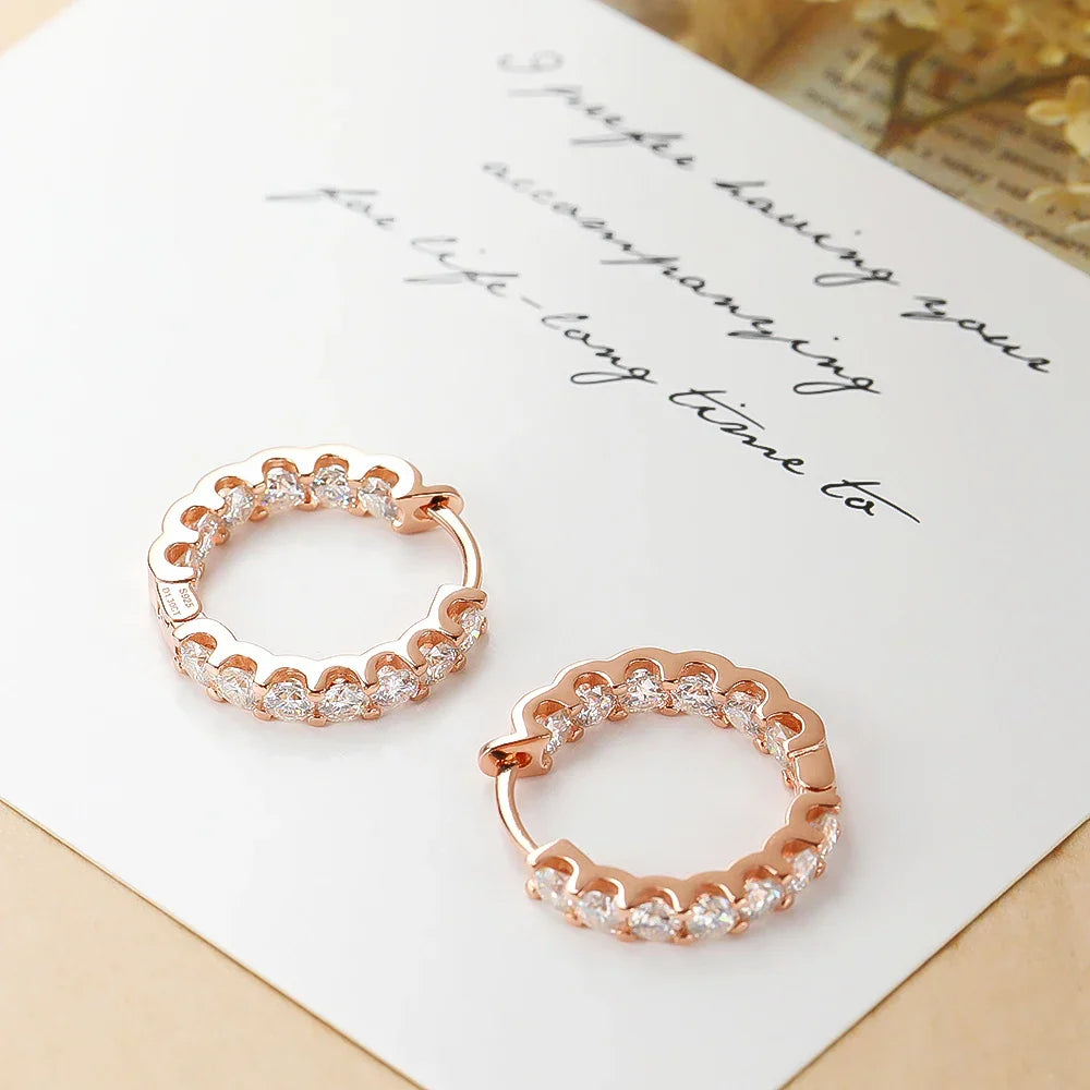 Luxury Moissanite Hoop Earrings 2.6 Carat D Color S925 Sterling Silver Earring For Women Party Fine Jewelry Christmas Gift