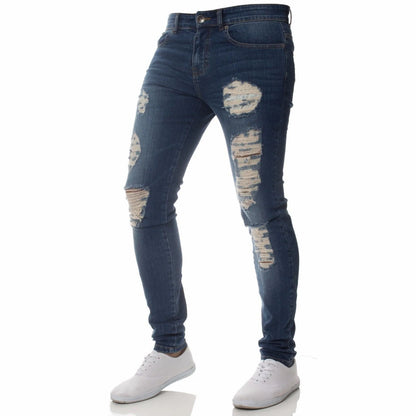 2025 New Solid Color Fashion Men Casual Pants Stretch Jeans Skinny Work Trousers Male Wash Slim Fit for Zippered Jeans Men Cloth