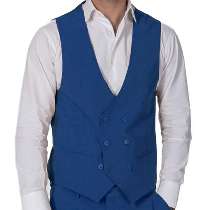 Men Vest Brown Double Button Solid Color Waistcoat For Wedding Banquet Birthday Business Casual Work Set Men Suit Vest