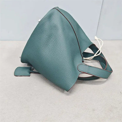Top Layer Cowhide Leather Handbag European Sle Buet Bag Fre Vegetable Basket Ladies Handbag Soft Handle Casual Faion