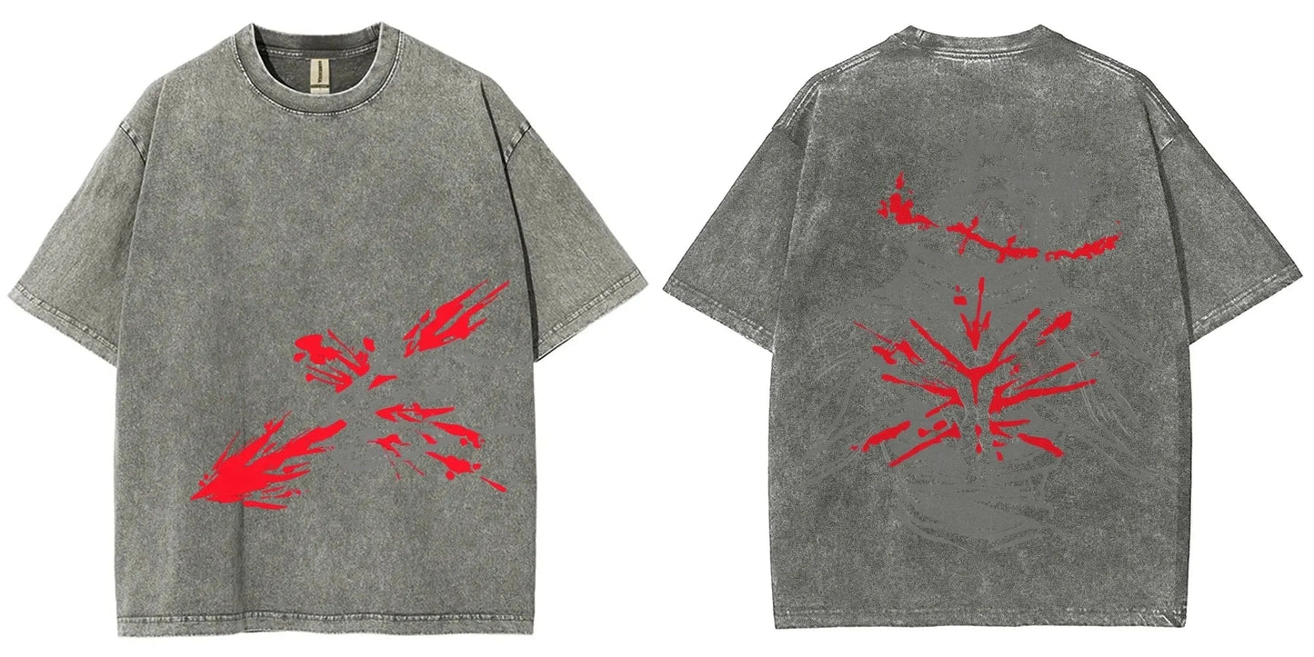 Japan Anime Jujutsu Kaisen Choso Cool Graphic T-shirt Men Casual Manga Tshirts Washed Vintage T Shirt Harajuku Male Cotton Tops