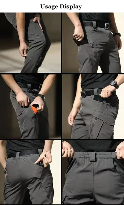 2024 Men's Autumn Tactical Cargo Pants Outdoor Work Pants Multi-pocket Casual Trousers Waterproof Quick Dry Elastic Pants Male