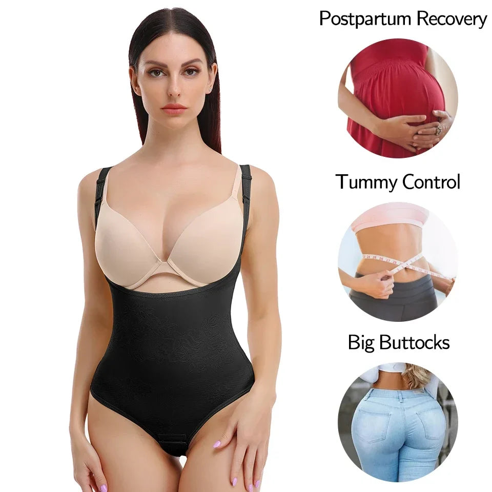 Women Shapewear Bodysuit New Tummy Control Shapewear Waist Trainer Thong Body Shaper Colombian Fajas Slimming Underwear