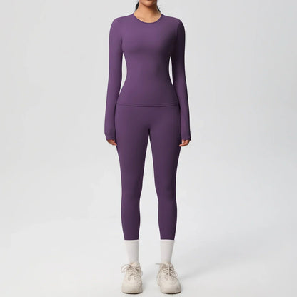 2 PCS Sportswear Yoga Set Gym Clothes Yoga Suits For Women Fitness Set Tracksuits Sports Long Sleeve Crop Top Gym Leggings