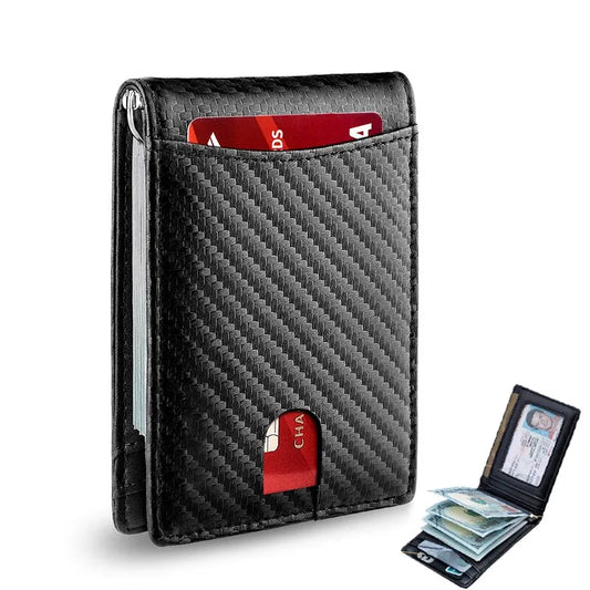 Porte-cartes de crédit RFID Hommes Portefeuilles Pince à billets Luxe Mince Mini Portefeuille Homme Petit Portefeuille Court Portefeuille Minimaliste