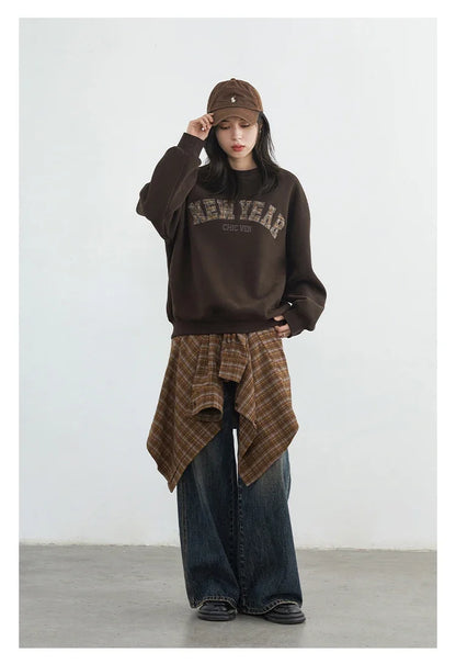 New Women Shirt Loose Casual Long Sleeved Vintage Thick Sanding Female Plaid Blouses Single-breasted Autumn Winter 2026