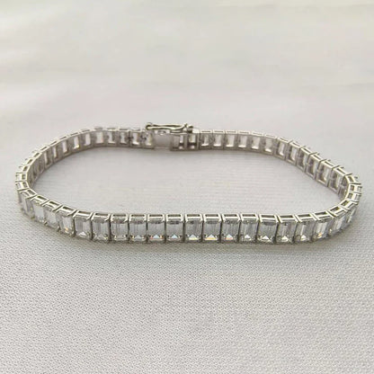0.4/1carat Emerald Cut full Moissanite Tennis Bracelet With Certificates 925 Sterling Silver plated 18k Gold Bracelets For Women