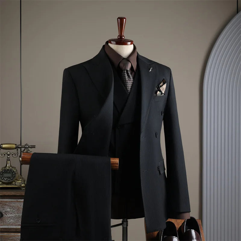 Evening Dinner Formal Slim Fit Suit Sets For Men Wedding Party Classic Tuxedos Fashion Banquet Male High-end Outfits 3 Pieces