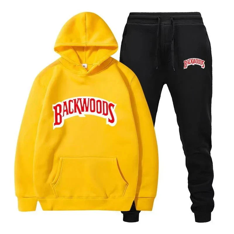 Winter Hoodie Sets Men Fashion Fleece Red Hoodies Black Brand Pants Casual Jogger Suit Tracksuit Sweatshirt Woman Pullover
