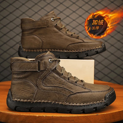 Men's Hand-stitched Boots Plus-size Casual Shoes Comfortable Soft Ankle Boots Outdoor Non-slip Wear Boots