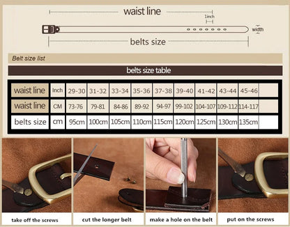 Genuine Leather Belt For Man 100% Real Genuine Cowskin Top Layer Leather Men Belts Designer Fashion High Quality Waistband TM053