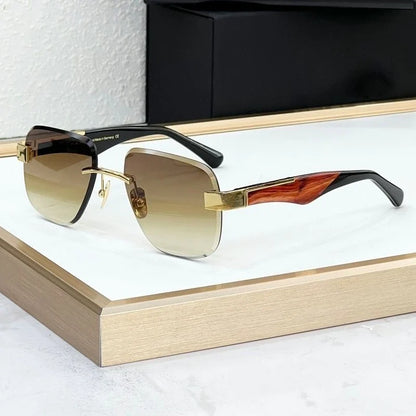 The Magic I Rimless High Street Sunglasses Big Square Germany Trendy Alloy Acetate UV400 Top Quality Outdoor Unisex with Case
