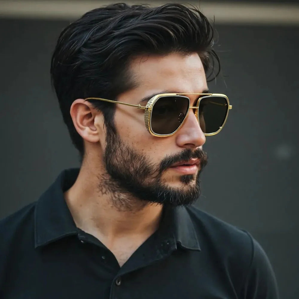 Fashion Sunglass Men Vintage Sunscreen Oversized Sunglasses Women Trendy Metal Glasses Gafas De Sol Hombre Lunette Soleil Femme