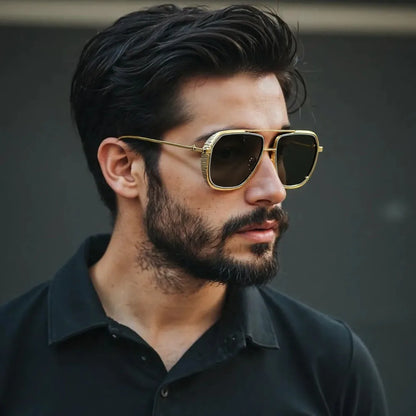 Fashion Sunglass Men Vintage Sunscreen Oversized Sunglasses Women Trendy Metal Glasses Gafas De Sol Hombre Lunette Soleil Femme