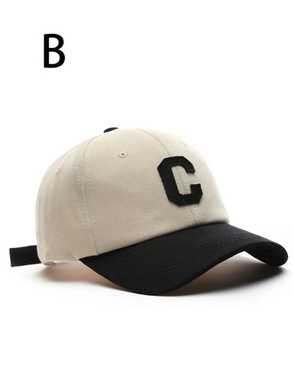 1 unisex all season fashionable pure cotton retro embroidered letter C baseball cap