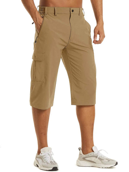 Below Knee Length 3/4 Long Shorts Men's Outdoor Capri Pants Multi Pocket Summer Twill Work Cargo Pants Man