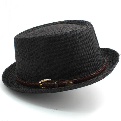 Men Women Straw Pork Pie Hats Summer Sunhat Boater Caps Sailor Sombrero Beach Fedora Trilby Outdoor Travel US Size 7 1/4 UK L