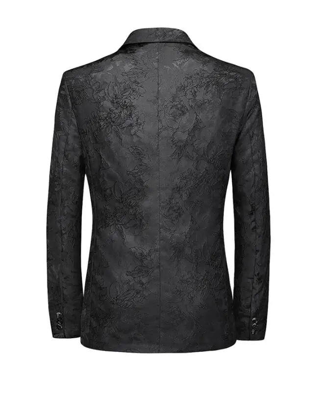 Classic Black Jacquard Suit Male Business Casual Coat Fashion Men Wedding Party Tuxedo Dress Blazers Slim Fit Tops