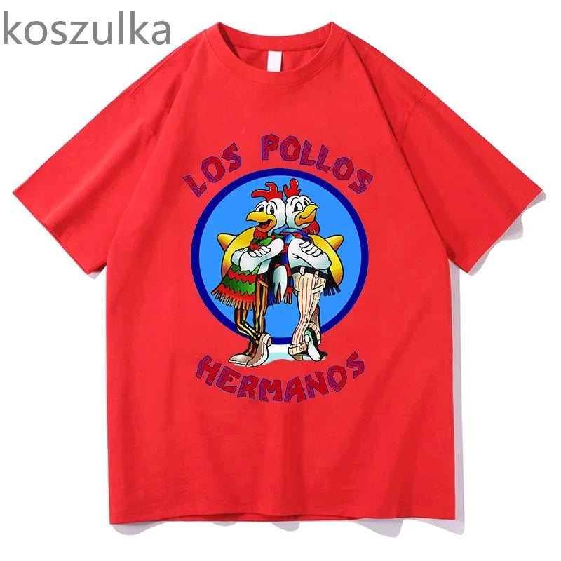 Men's Los Pollos Hermanos T-shirt 100% Cotton Breaking Bad LOS POLLOS Chicken Brothers Printed Yellow Funny Tshirt Male Shirts