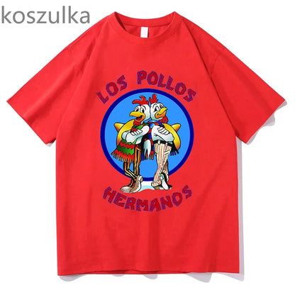 Men's Los Pollos Hermanos T-shirt 100% Cotton Breaking Bad LOS POLLOS Chicken Brothers Printed Yellow Funny Tshirt Male Shirts