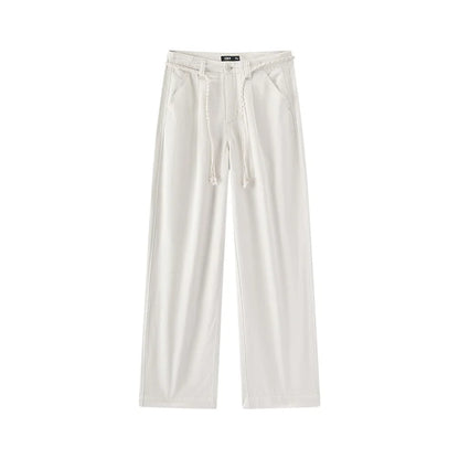 Women Jeans Soft Cool Belted Loose Wide Leg Denim Pants 2026 Summer Casual Daily