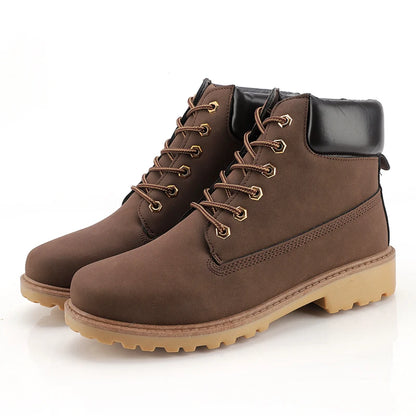 Designer Leather Mens Spring Fall Ankle Boots Trekking Yellow Coffee Designer Tactical Boots Outdoor for Men Work Shoes Sneakers