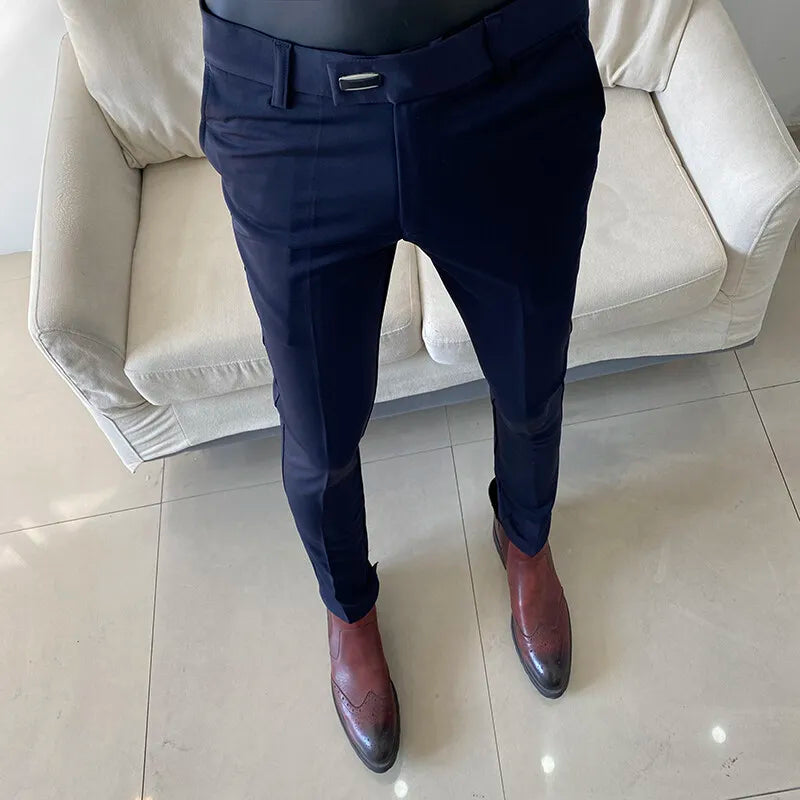 High Quality Men's Suit Pants 2025 Spring New Men Formal Business Office Social Dress Pants Slim Fit Casual Wedding Trousers