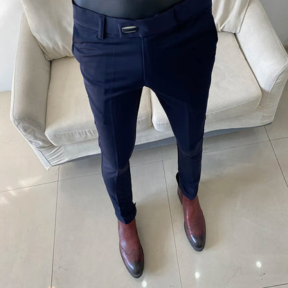 High Quality Men's Suit Pants 2025 Spring New Men Formal Business Office Social Dress Pants Slim Fit Casual Wedding Trousers