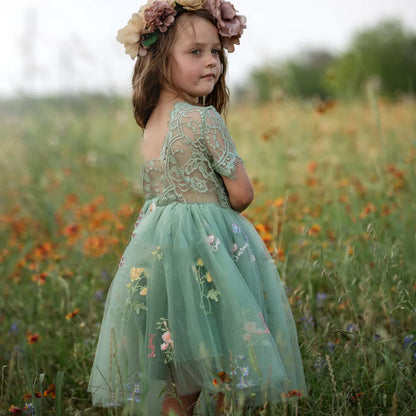 Cute Flower Girl Dresses for Wedding Big Bow Appliques Long Little Pageant Gowns Girls White Tulle First Communion Gowns
