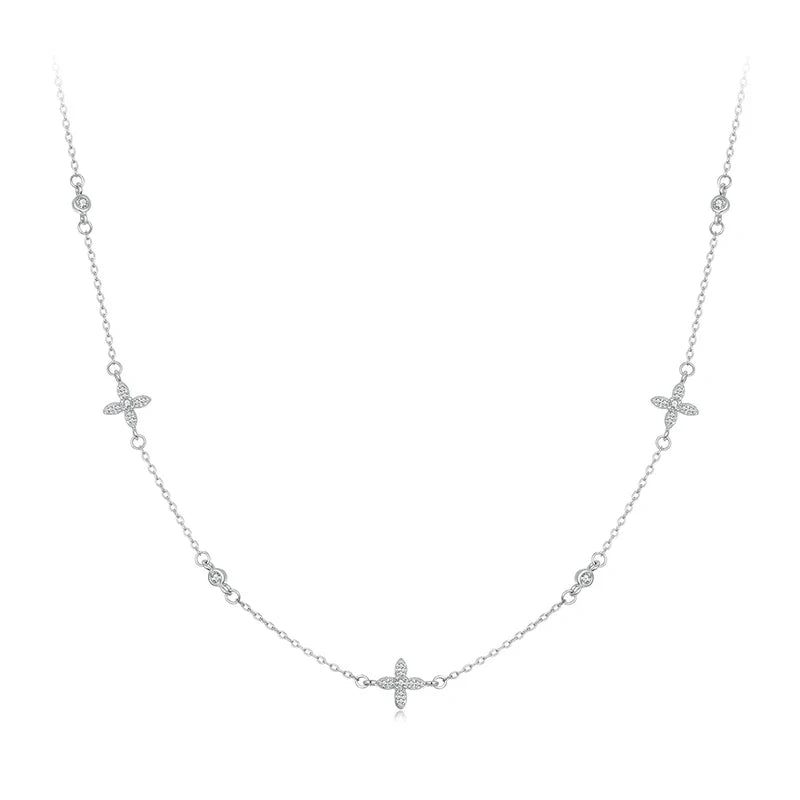 925 Sterling Silver Flower Necklace for Women, Real Gold Plated Dainty Small Flower Charm Trendy Choker Necklace BSN406