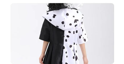 Anime Cruella cosplay costume dress set with gloves cloak Halloween carnival set adult female Cruella De Vil costume