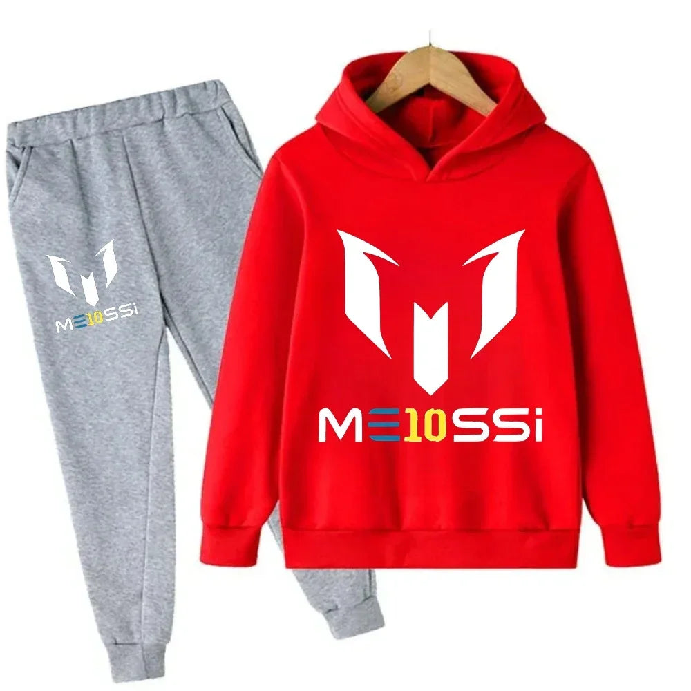 Autumn Football Star Messi 3-12Y Children Hoodies Sets Pants Suit 2 Pcs Sets Kids Boy Girl Clothing Casual Fashion Tracksuits
