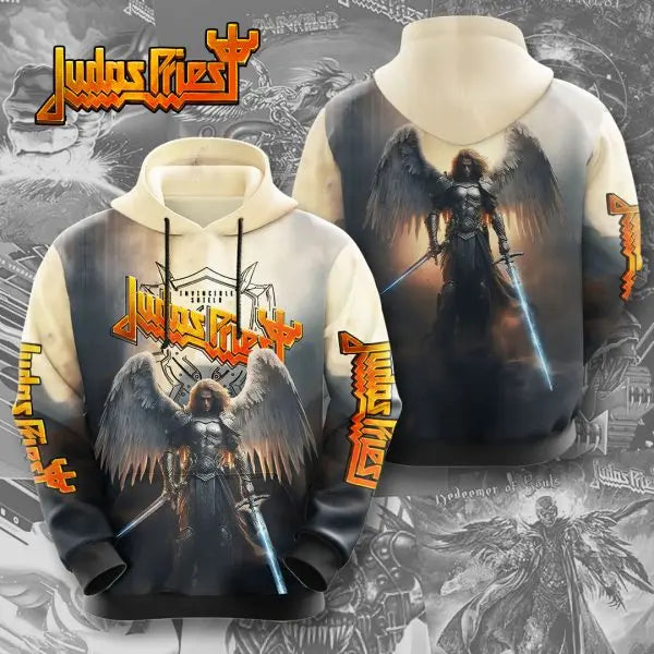 Rock band Judas Priest retro 3D printed men's and women's sports shirts, street long sleeved pullovers, American sweatshirts