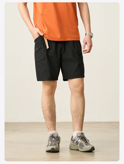 2026 Summer New Oversize 145gsm Elastic Quick Dry Fabric Shorts Men Elastic Wait Cargo Outdoor Shorts