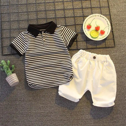 Summer Children Boys Clothing Suits Kids Striped T-Shirt Shorts 2Pcs/Set Toddler  Baby Clothing Tracksuits 0-5 Years