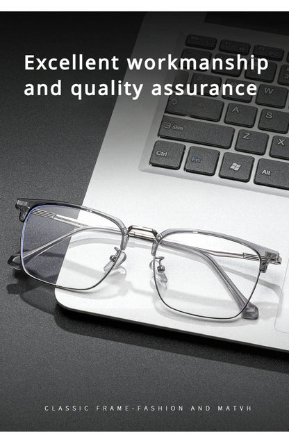 Men's Classic Business Eyeglasses Frames Anti-Blue Light Reading Glasses Myopia Hyperopia Customizable Prescription KE001