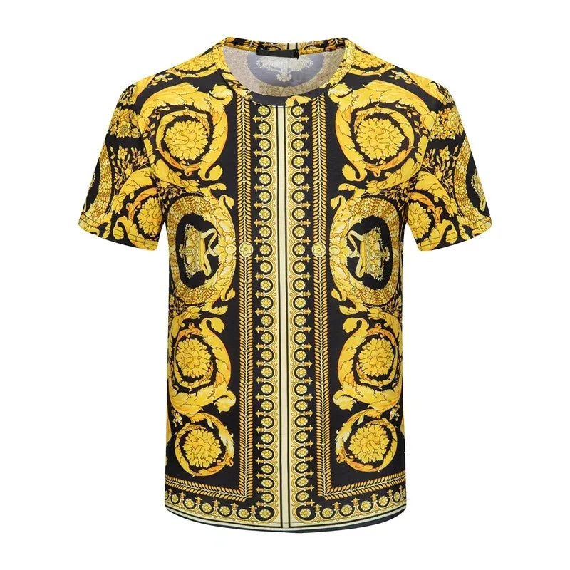 Men's And Women's Summer Casual T-shirts 3D Printed Shirts Retro Luxury Royal Flowers Street Fashion Oversized Clothing Tops