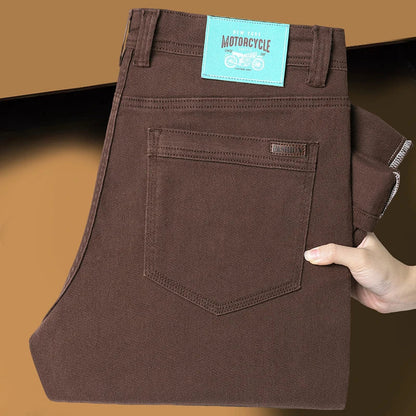 Classic Style 3 Colors Autumn Men's Slim Brown Jeans High Quality Business Casual High Stretch Denim Pants Male Brand Trousers