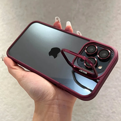 Premium Lens Holder Phone Case For iPhone 11 12 13 14 15 16 17 Pro Max Plus Shockproof Armor Transparent Cover Lens Protector