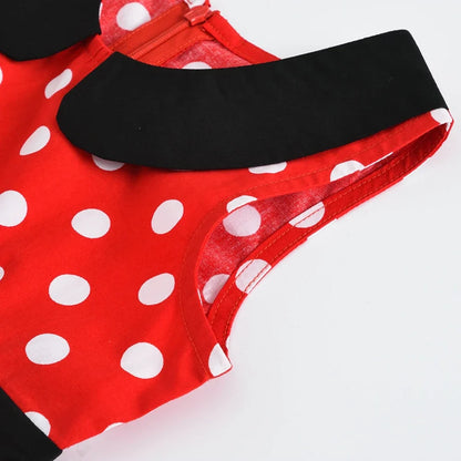 LPATTERN Girls' Vintage Rockabilly Dress Party Retro Polka Dot Floral Pattern A-line Dresses Pleated Skirt Knee-Length for 4-10Y