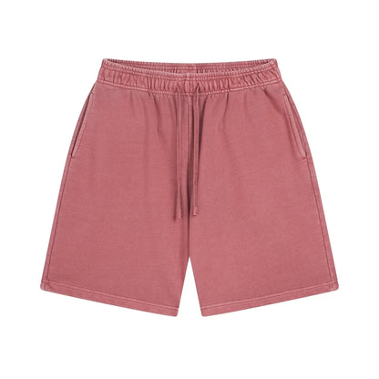 Fashion Summer Men 420gsm Washed Cotton Shorts Retro Unisex High Street Terry Knee Length Short Pants Streetwears HY0845