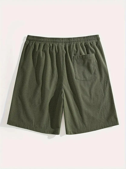 Men's Waffle Texture Shorts Summer Casual Sports Plus Size Loose Fit Knee-Length Shorts Male Oversized Streetwear Beach Pants